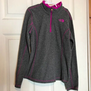 The North Face Girls Kids Size Medium 10-12 Fleece Jacket Grey and Fuchsia Pink